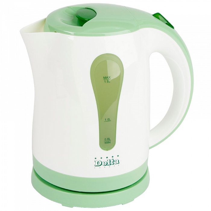 Чайник электрический 1,8л DELTA DL-1017 белый с зеленым