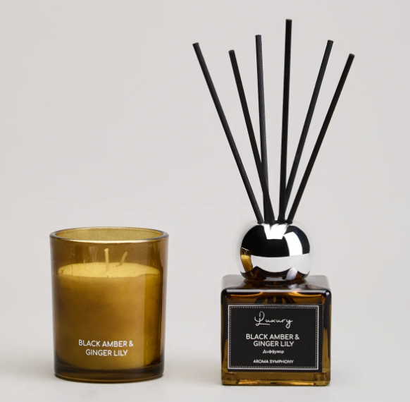 Набор Ароматический Luxury Свеча В Стакане 6*7,5 См И Диффузор 70 Мл Black Amber&ginger Lily 605-119
