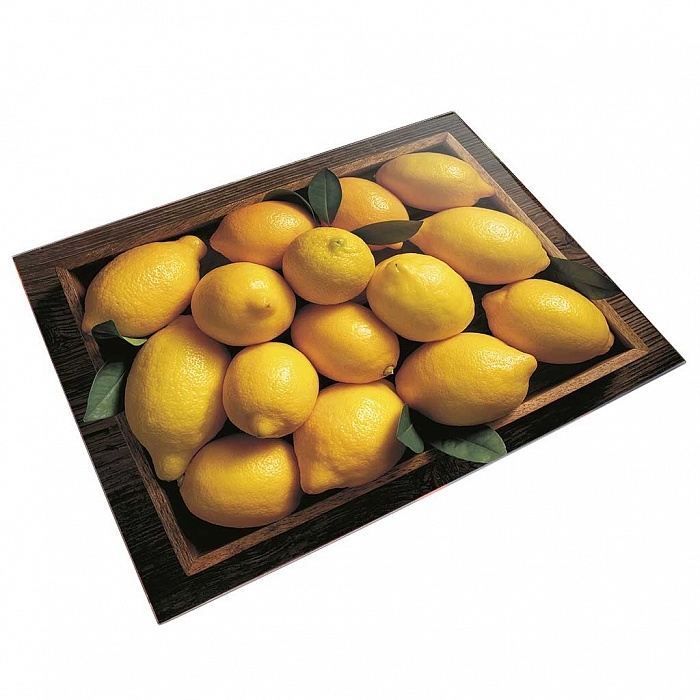 Доска разделочная 30×40 см стеклянная ДВ7-014 "Ящик с лимонами" Zeraks