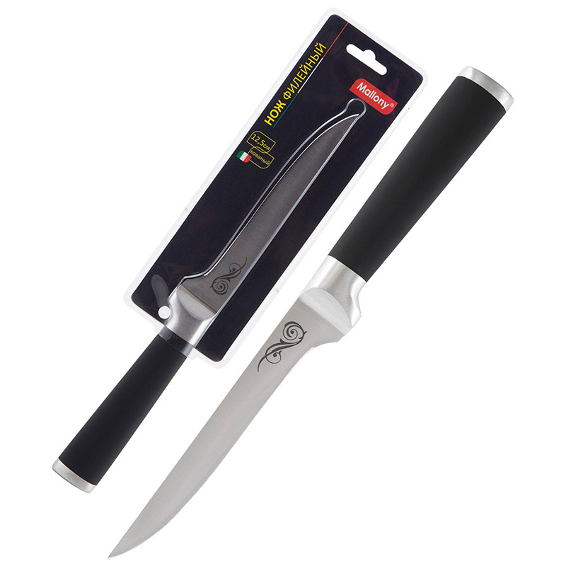 Нож с прорезиненной рукояткой MAL-04RS филейный, 12,5 см. ( 24 ) 985364-SK