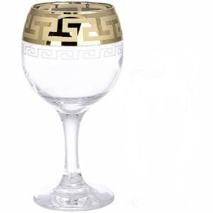 Стеклянные бокалы для вина с золотом Гусь-Хрустальный "Новый Греческий узор" 260 мл 6 шт (EAV03-411)  
