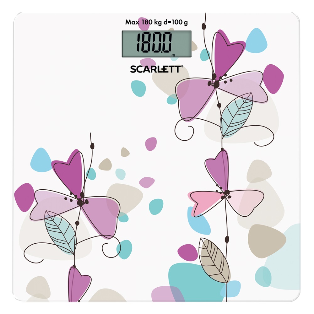 Весы напольные электронные Scarlett SC-BS33E045 "Фиолетовые цветы" 