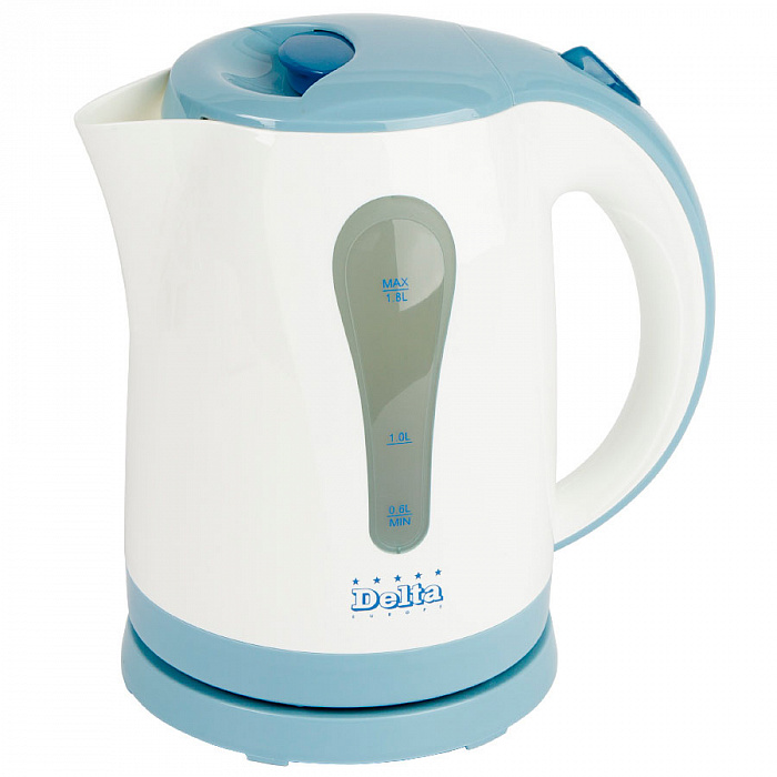 Чайник электрический 1,8л DELTA DL-1017 белый с голубым