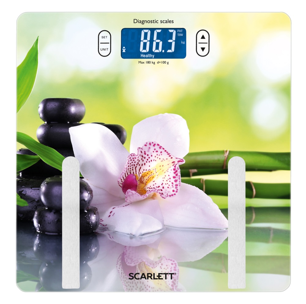 Весы напольные электронные диагностические Scarlett SC-BS33ED10 "SPA орхидея" 