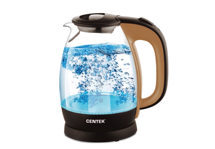 Чайник Centek CT-0056 стекло (бежевый+кофе)