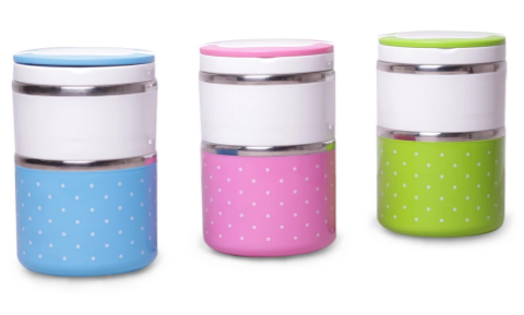 Ланч-бокс двойной круглый 1080 мл. Kamille КМ 2103