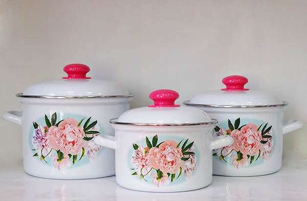 Набор кастрюль "Пион" (2л, 3л, 4,5л) С-007АП2/4