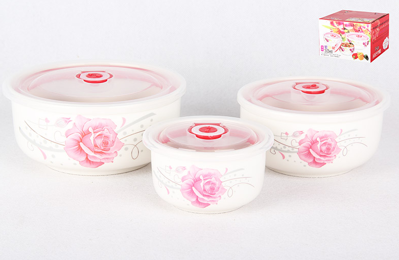 Набор салатников 3шт 3278-1 Роза Коралл 