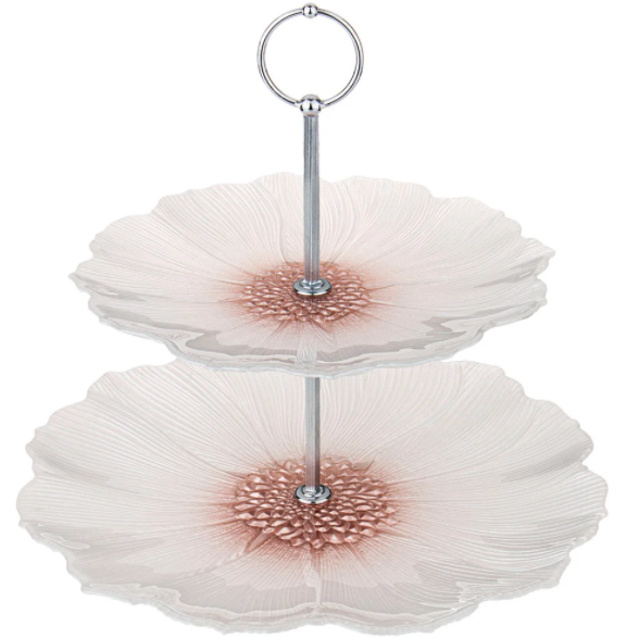 Этажерка 2х-ярусная Белый Цветок 21см/28см 339-194