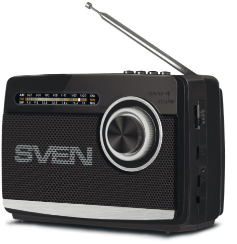 Радиоприемник SVEN SRP-155, чёрный (3 Вт, Bluetooth, FM/AM/SW, USB, microSD, фонарь, встроенный аккумулятор)